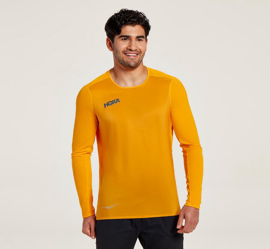 Hoka One One Mens Tops - Wind - Yellow - JPKN49013